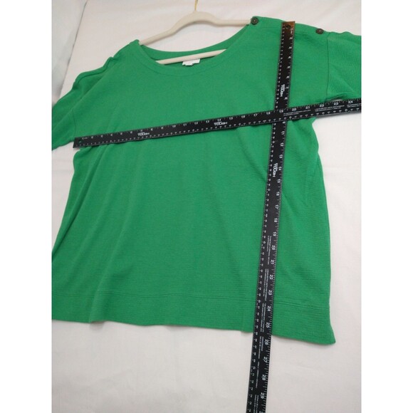 J. Jill Women's Green Knit Pullover Sweater Size L long cuffed sleeves - Picture 3 of 9